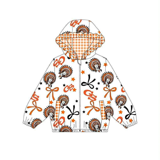 (Custom Design Preorder MOQ 5) Team's GS Bows Print Pockets Girls Long Sleeve Zipper Jackets Top
