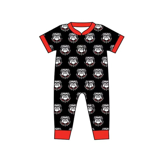 (Custom Design Preorder MOQ 5) Team's Georgia Print Baby Boys Zipper Sleeper Romper