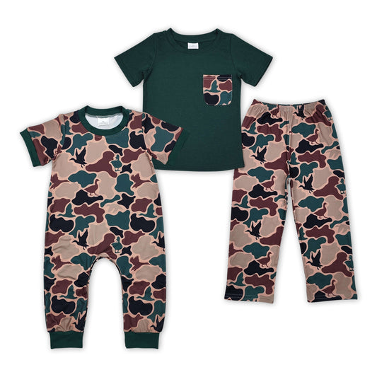 Green Duck Camo Print Brothers Hunting Matching Clothes