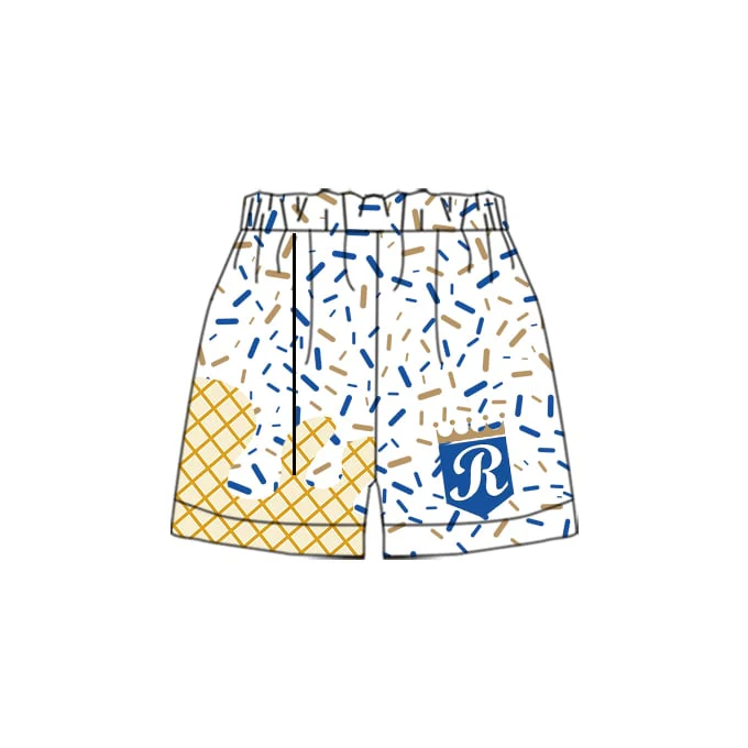 (Custom Design Preorder MOQ 5 )Team's White Royals Sprinkles Print Kids Summer Bottom Shorts