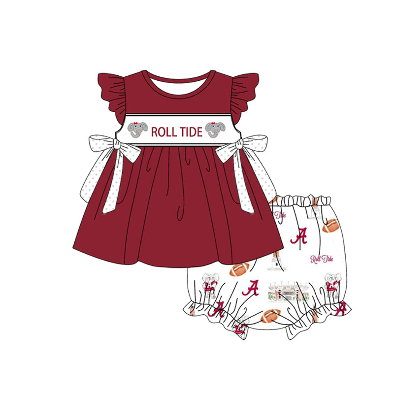 1.7(Custom Design Preorder MOQ 5 Each Design) Team's ROLL TIDE Print Kids Summer Matching Clothes Sibling Wear