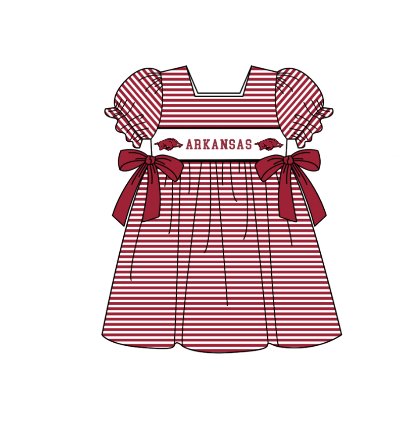 (Custom Design Preorder MOQ 5 Each Item) Team's Arkansas Print Kids Summer Matching Clothes Sibling Wear