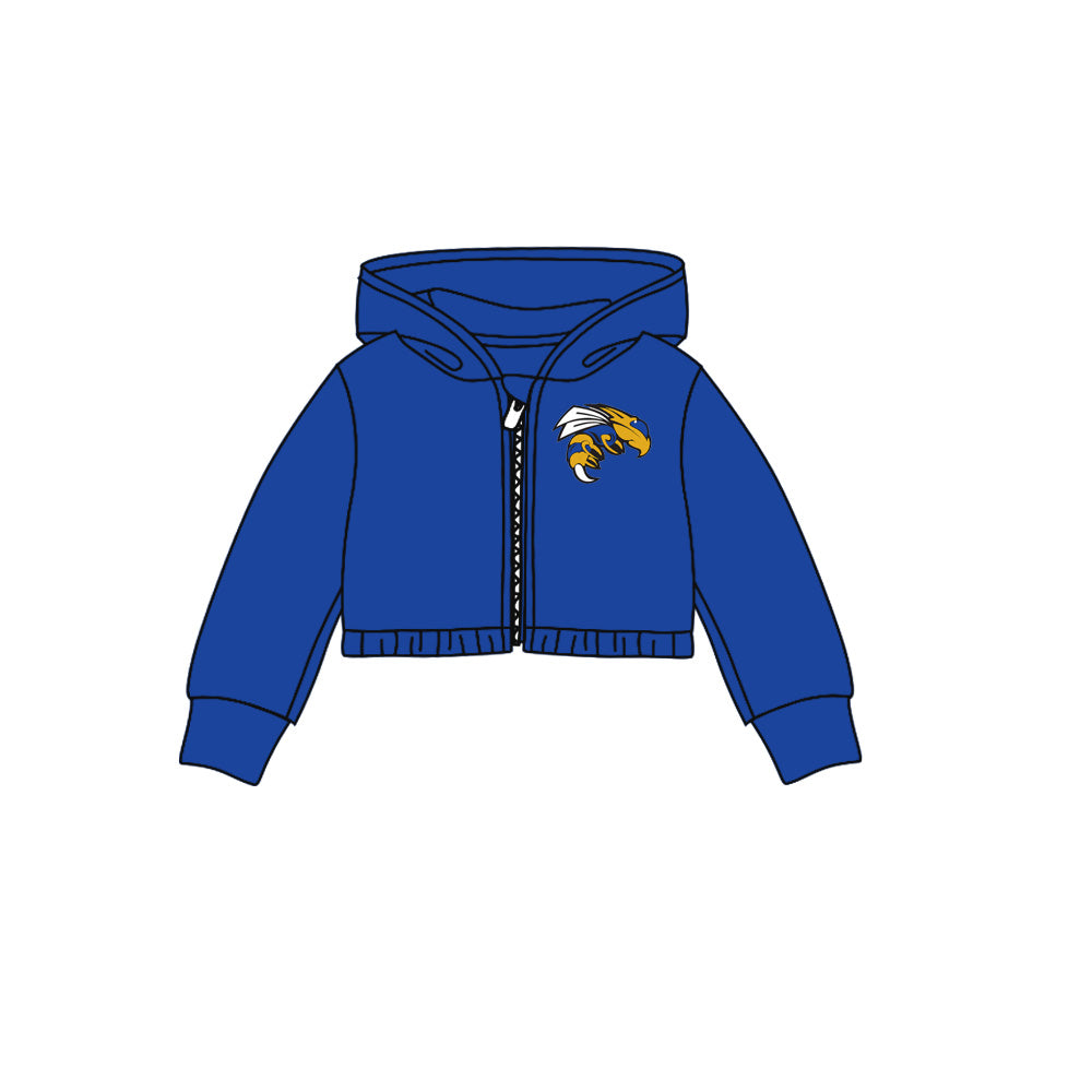 (Custom Design MOQ 5) Team's Bee Blue Print Kids Hoodie Jacket Top