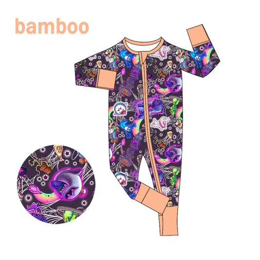 (Custom Design Preorder MOQ 20) Cartoon Games Character Print Baby Long Sleeve Bamboo Sleeper Zipper Romper