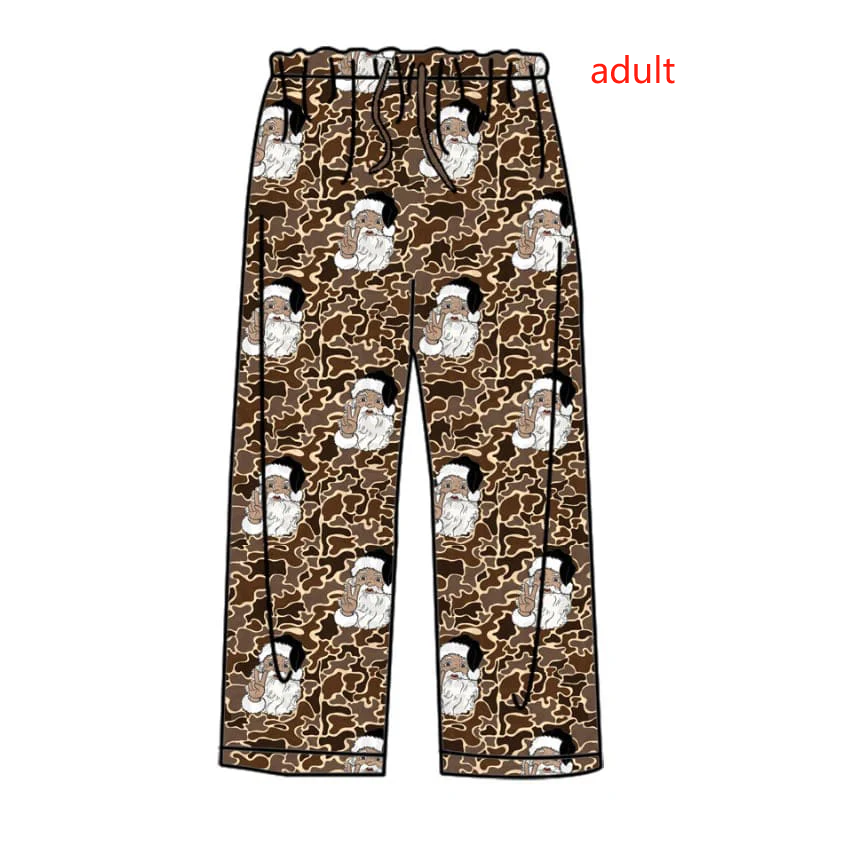 (Custom Design Preorder MOQ 5) Santa Leopard Print Adult Christmas Pajamas Pants