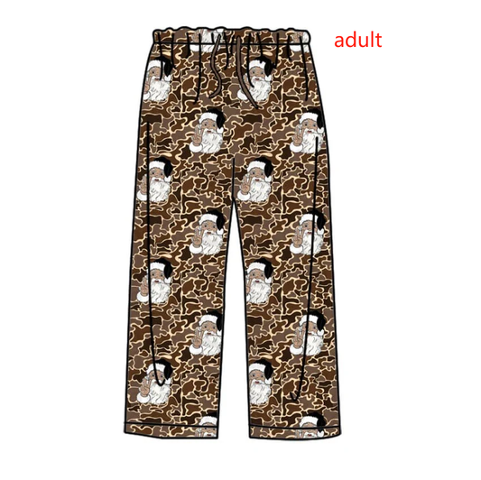 (Custom Design Preorder MOQ 5) Santa Leopard Print Adult Christmas Pajamas Pants