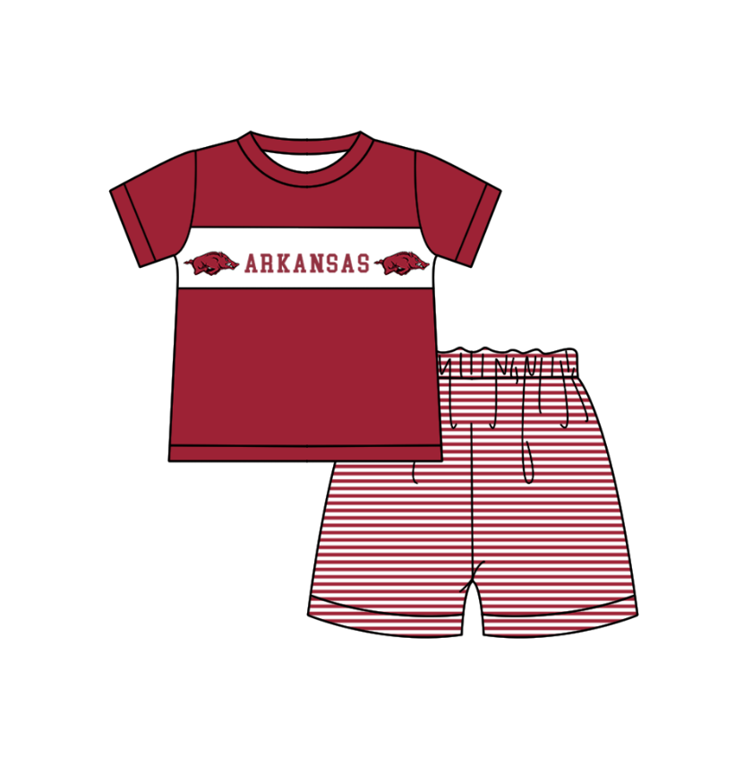 (Custom Design Preorder MOQ 5 Each Item) Team's Arkansas Print Kids Summer Matching Clothes Sibling Wear