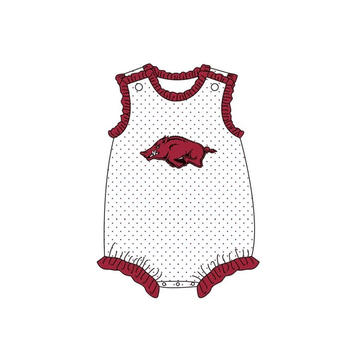 (Custom Design Preorder MOQ 5) Team's Pig Print Baby Girls Summer Romper