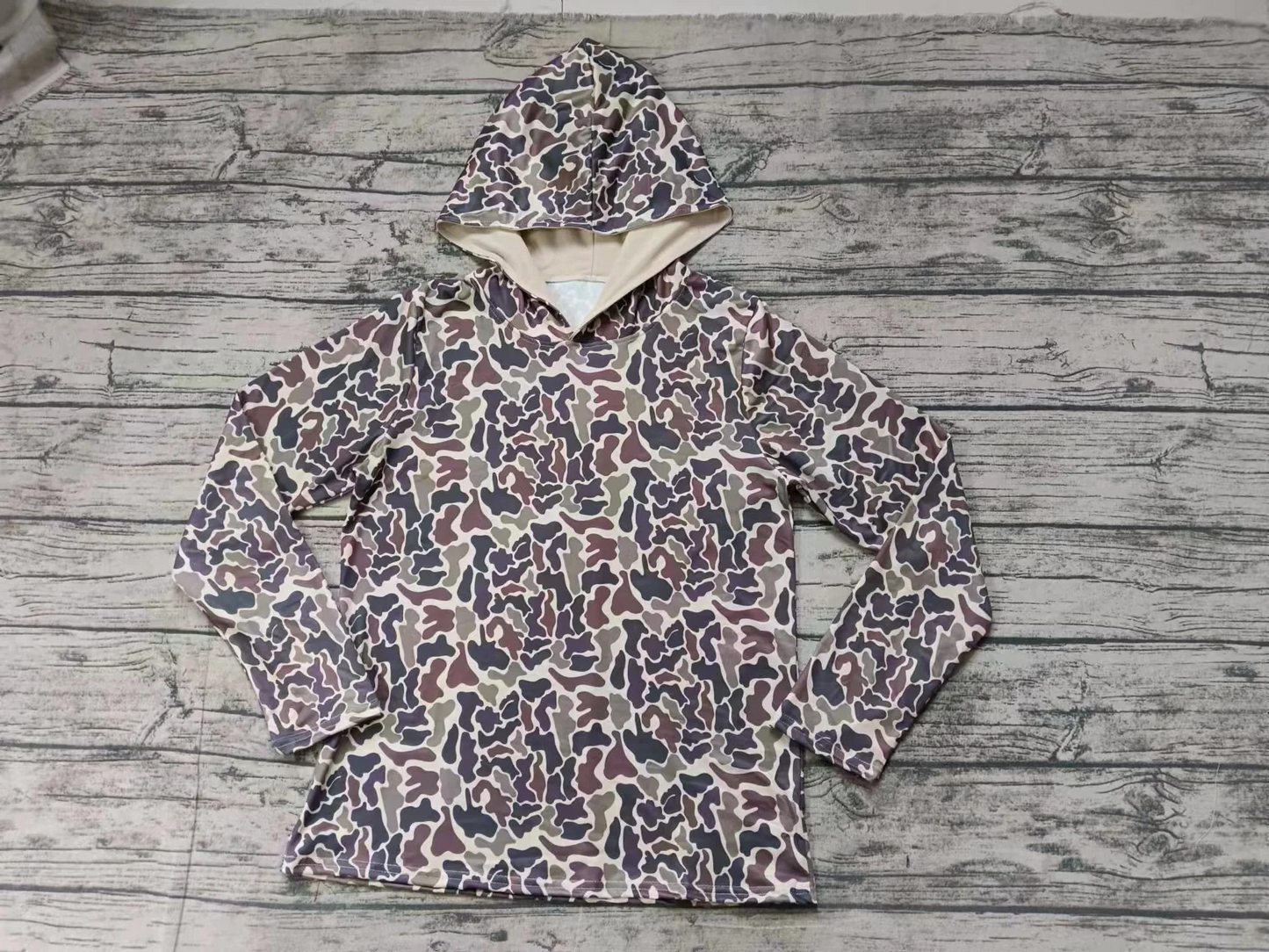 (Custom Design Preorder MOQ 5) Brown Camo Print Adult Hoodie Tee Shirts Top