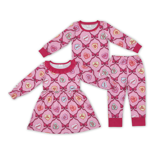 Heart Bows Print Sisters Valentine's Day Matching Clothes