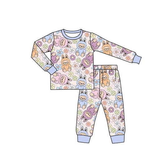 (Custom Design Preorder MOQ 5)  Cartoon LABU* Print Girls Fall Pajamas Clothes Set