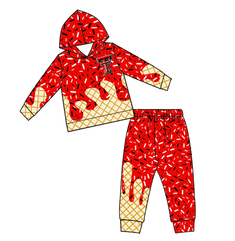 (Custom Design Preorder MOQ 5 Each Item)Team's Texas Tech Red Print Sibling Matching Clothes