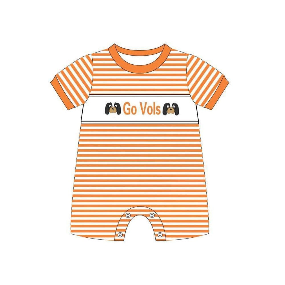 (Custom Design Preorder MOQ 5) Team's GO VOLS Print Baby Boys Summer Romper