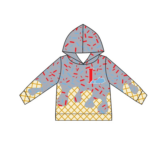 (Custom Design Preorder MOQ 5 Each Item)Team's I Grey Sprinkles Print Hoodie Top Mom and Me Matching Clothes