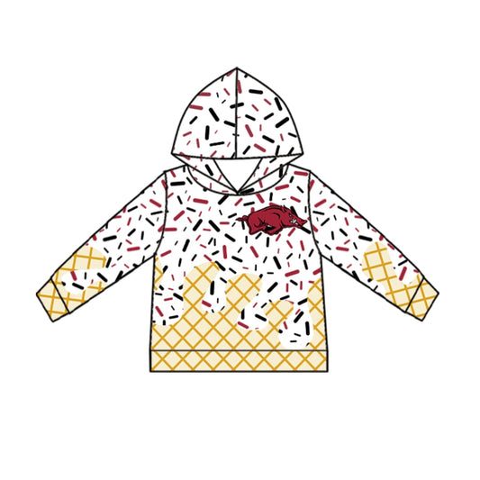 (Custom Design Preorder MOQ 5) Team's Arkansas Sprinkles Print Kids Long Sleeve Hoodie Top