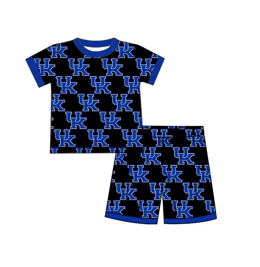 (Custom Design Preorder MOQ 5)  Team's Kentucky UK Print Boys Summer Pajamas Clothes Set