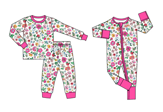 5.23(Custom Design Preorder MOQ 5 Each Design) Colorful Small Flowers Kids Pajamas Matching Clothes Sisters Wear