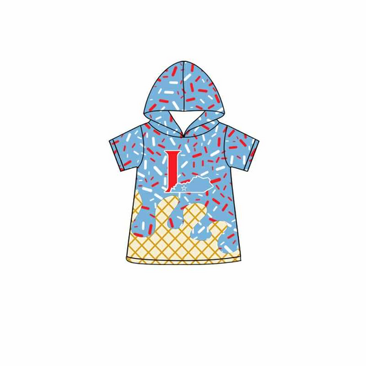 (Custom Design Preorder MOQ 5 Each Item)Team's I Blue Sprinkles Print Hoodie Top Mom and Me Matching Clothes