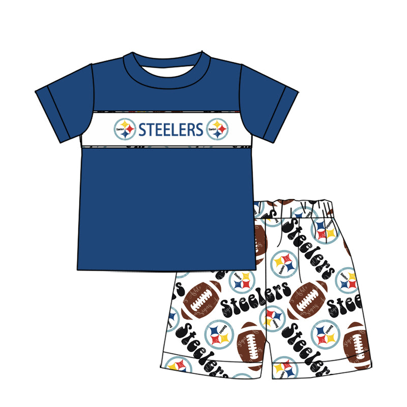 1.9(Custom Design Preorder MOQ 5 Each Design) Team's STEELERS Print Kids Summer Matching Clothes Sibling Wear