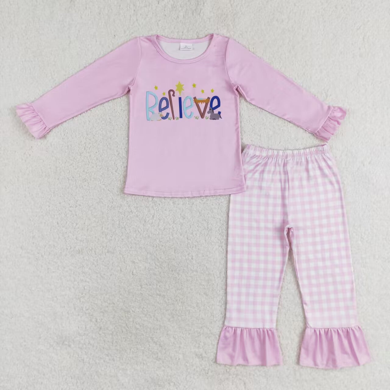 Nativity Believe Print Sibling Christmas Matching Clothes