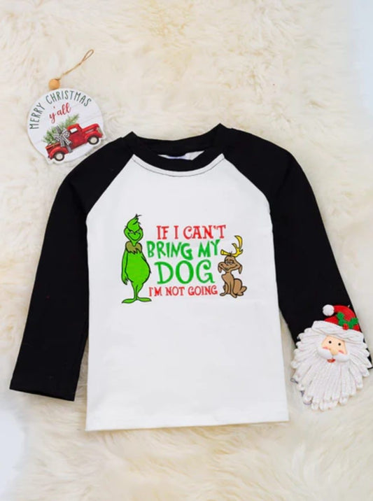 (Custom Design MOQ 5) Christmas Frog Print Raglan Sleeve Boys Tee Shirts Top