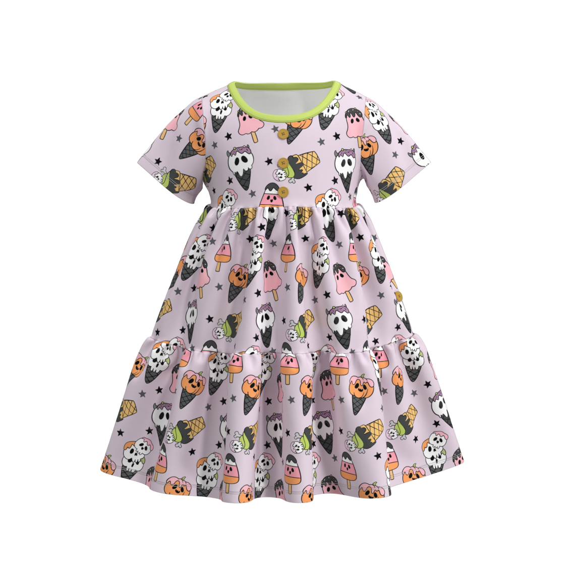 (Custom Design Preorder MOQ 5) Cute Popsicle Print Girls Knee Length Halloween Dress