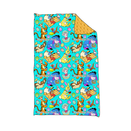 (Custom Design MOQ 5) NO.2 Cartoon Bear Egg Print Baby Easter Blanket