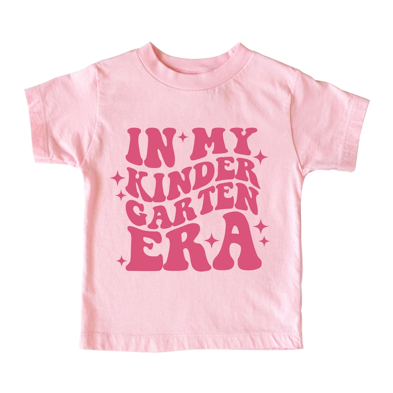 (Custom Design Preorder MOQ 5) IN MY Kindergarten Pink Print Girls Summer Tee Shirts Top