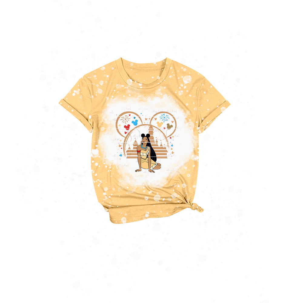 (Custom Design Preorder MOQ 5) Cartoon Princess Print Girls Summer Tee Shirts Top