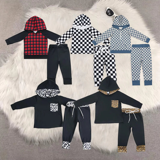 Plaid Print Hoodie Outfits Brothers Wear