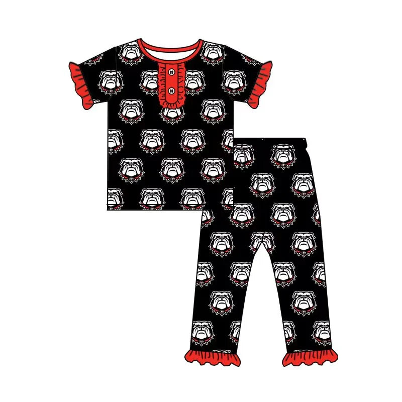 (Custom Design Preorder MOQ 5) Team's Georgia Print Girls Pajamas Clothes Set