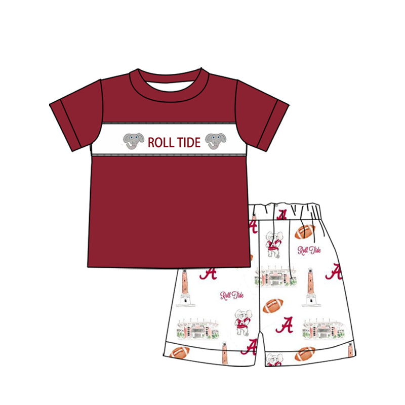 1.7(Custom Design Preorder MOQ 5 Each Design) Team's ROLL TIDE Print Kids Summer Matching Clothes Sibling Wear