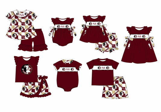 1.9(Custom Design Preorder MOQ 5 Each Design) Team's FUS Print Kids Summer Matching Clothes Sibling Wear