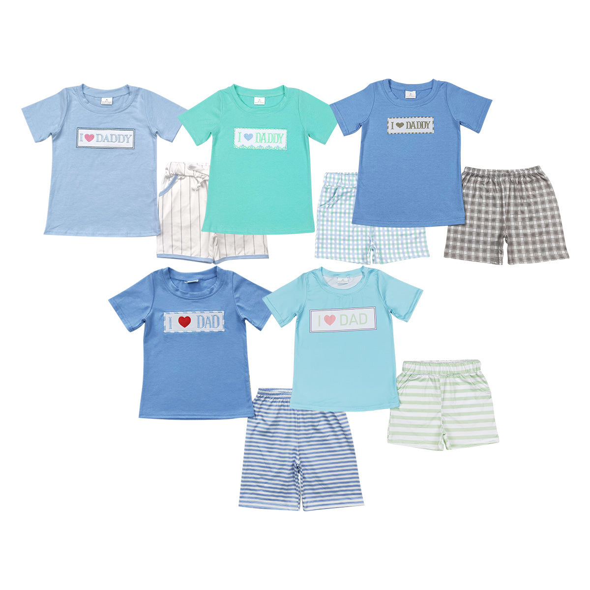 I LOVE DADDY Shorts Boys Summer Clothes Set Brothers Wear