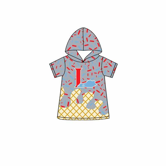 (Custom Design Preorder MOQ 5 Each Item)Team's I Grey Sprinkles Print Hoodie Top Mom and Me Matching Clothes