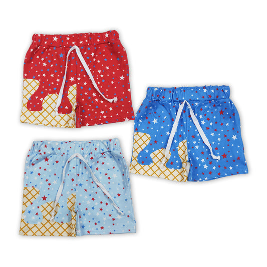 3 Colors Stars Print Boys 4th of July Bottom Shorts Brothers Wear