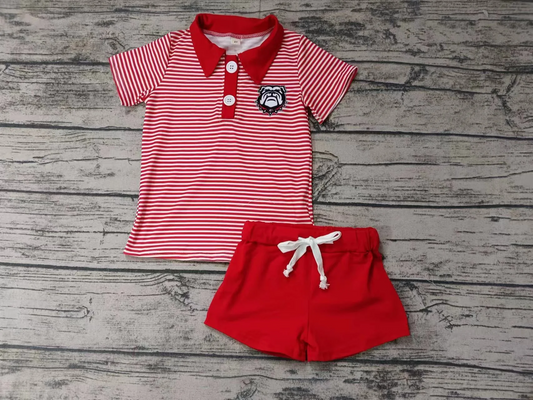 (Custom Design Preorder MOQ 5)  Team's Dog Print Boys Summer Clothes Set