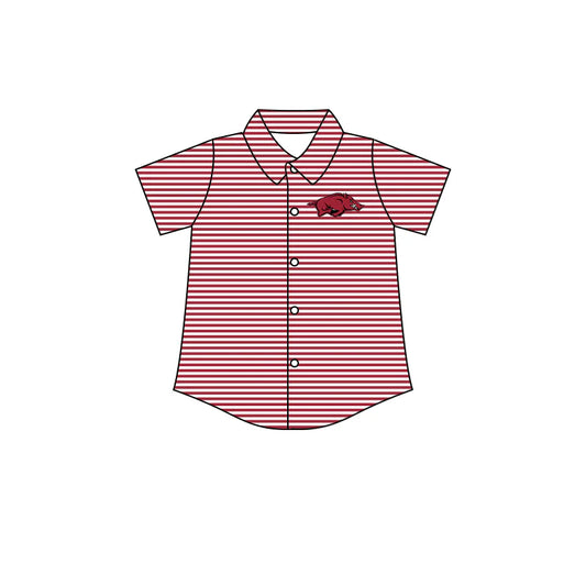 (Custom Design Preorder MOQ 5)  Team's Arkansas Stripes Print Boys Summer Tee Shirts Top