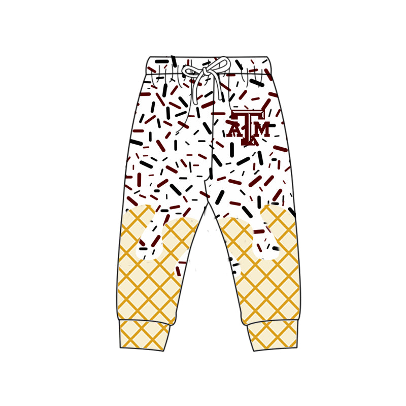(Custom Design Preorder MOQ 5 Each Item)Team's Texas A&M Sprinkles Print Sibling Matching Clothes
