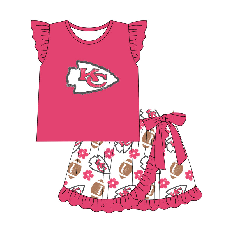 1.9(Custom Design Preorder MOQ 5 Each Design) Team's CHIEFS Print Kids Summer Matching Clothes Sibling Wear