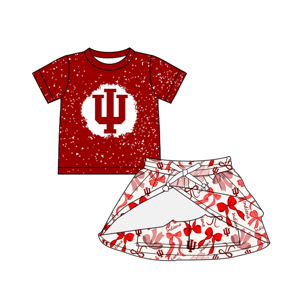 (Custom Design Preorder MOQ 5 Each Color) Team's UI Indiana Print Girls Summer Clothes Sisters Matching Clothes