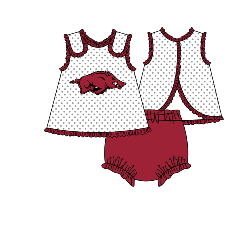(Custom Design Preorder MOQ 5 Each Item) Team's Arkansas Print Kids Summer Matching Clothes Sibling Wear