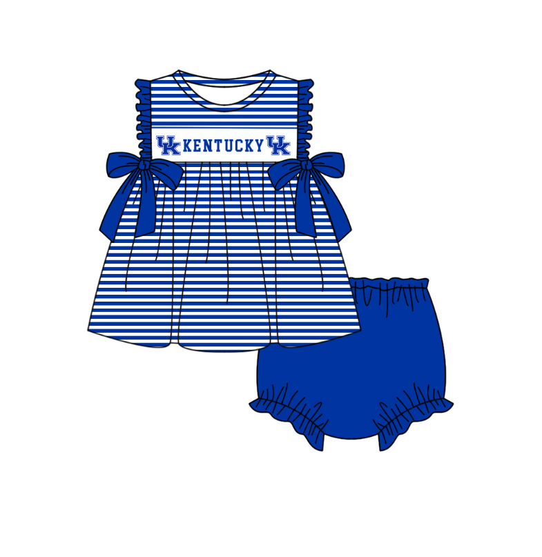 (Custom Design Preorder MOQ 5 Each Item) Team's Kentucky Print Kids Summer Matching Clothes Sibling Wear