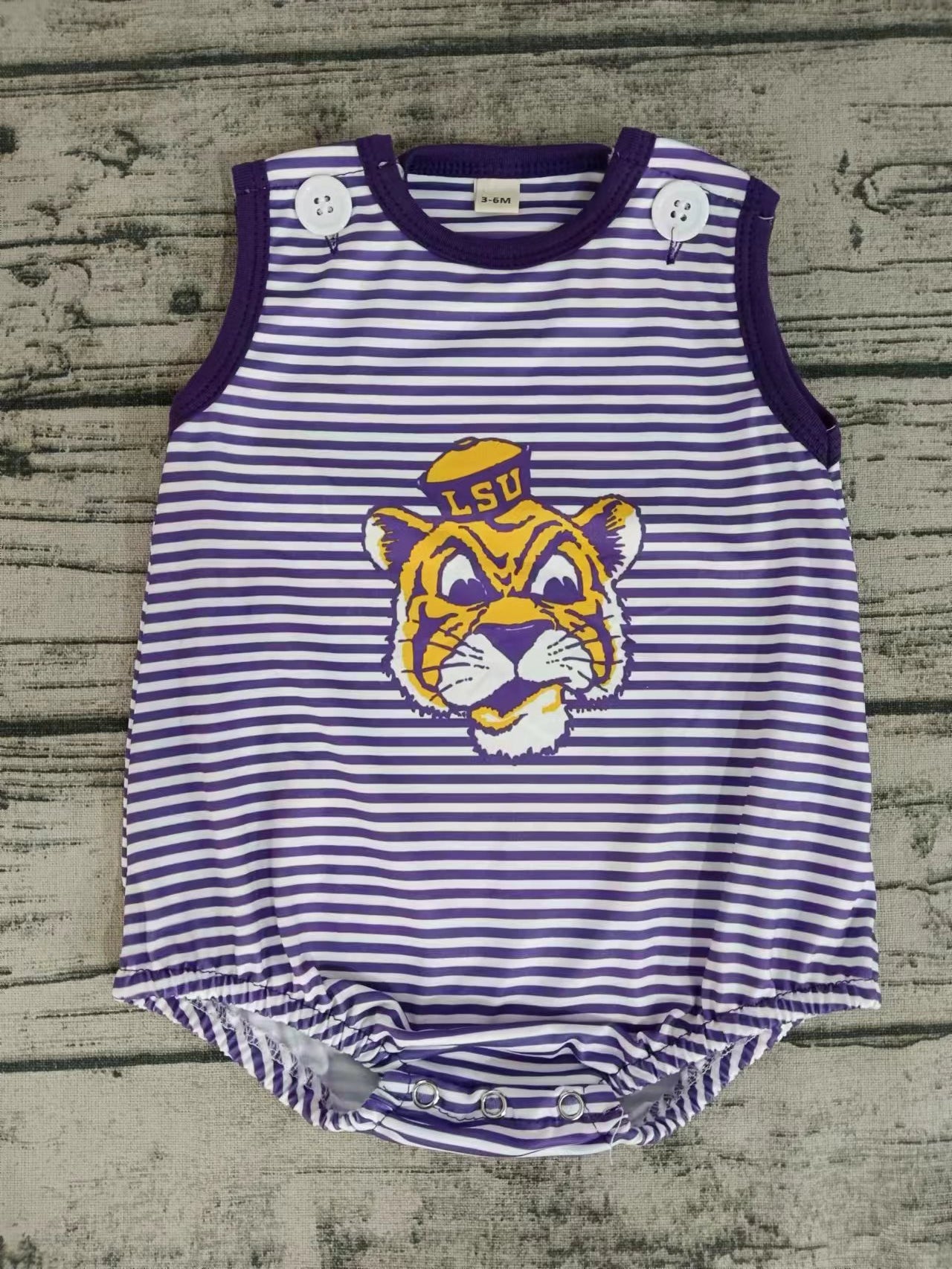 (Custom Design Preorder MOQ 5) Team's Tiger Print Baby Boys Summer Romper