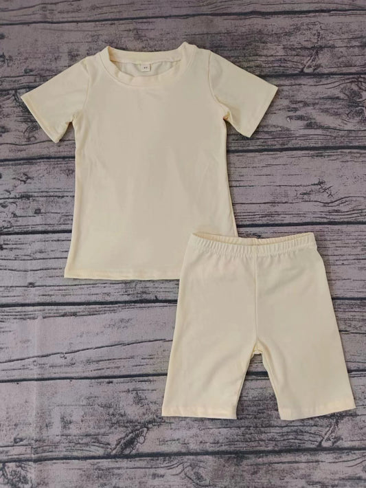 (Custom Design Preorder MOQ 5)  Yellow Color Kids Summer Clothes Set