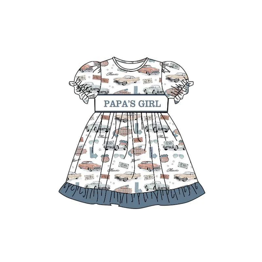 (Split Order Preorder) Deadline November 3 PAPA'S GIRL Cars Print Girls Knee Length Dress