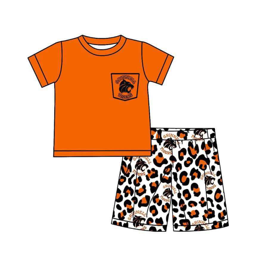 (Custom Design Preorder MOQ 5) Team's Tigers Orange Top Shorts Boys Summer Clothes Set