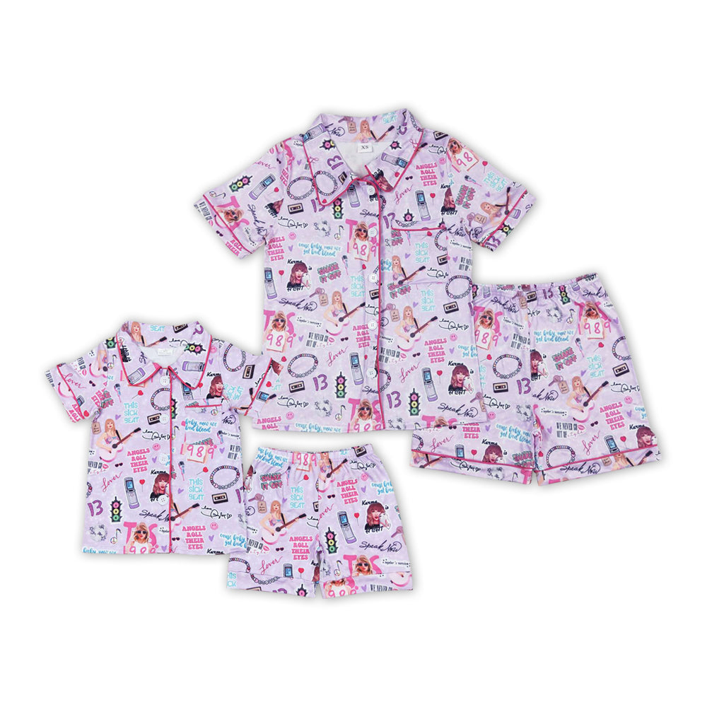 Mommy and Me Matching Clothing Singer Swiftie Print Summer Pajamas Clothes Set