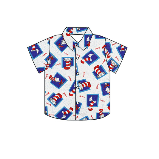 (Custom Design Preorder MOQ 5) Dr.Reading Blue Print Boys Summer Tee Shirts Top