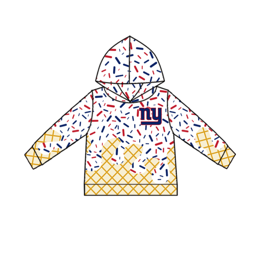 (Custom Design Preorder MOQ 5) Team's ny Sprinkles Print Kids Long Sleeve Hoodie Top